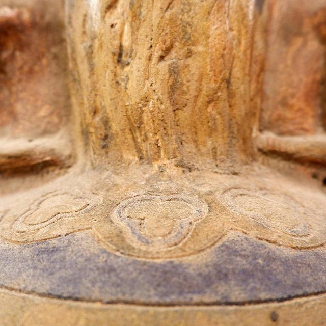 Blue Early 20th Century Neolithic Style Terracotta Devil Gargoyle Vase For Sale - Image 8 of 12