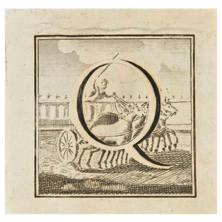 Luigi Vanvitelli, Letter of the Alphabet Q, Etching, 18th Century For Sale
