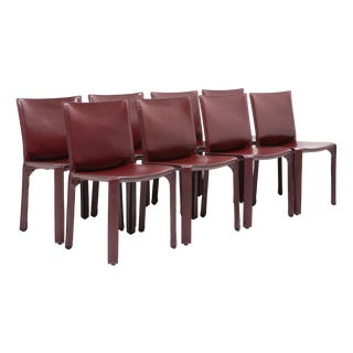 Cab 412 Bordeaux Red Chair Set by Mario Bellini for Cassina, 1990s, Set of 8 For Sale