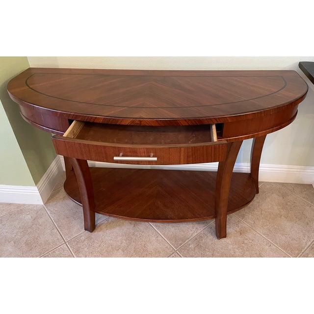 Victorian Wood Demilune Console Table For Sale - Image 3 of 4