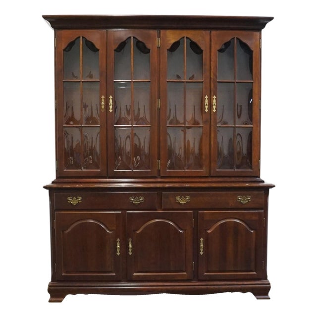 Cresent Furniture Solid Cherry Traditional Style 60" Buffet W. Lighted Display China Cabinet 724-87 For Sale