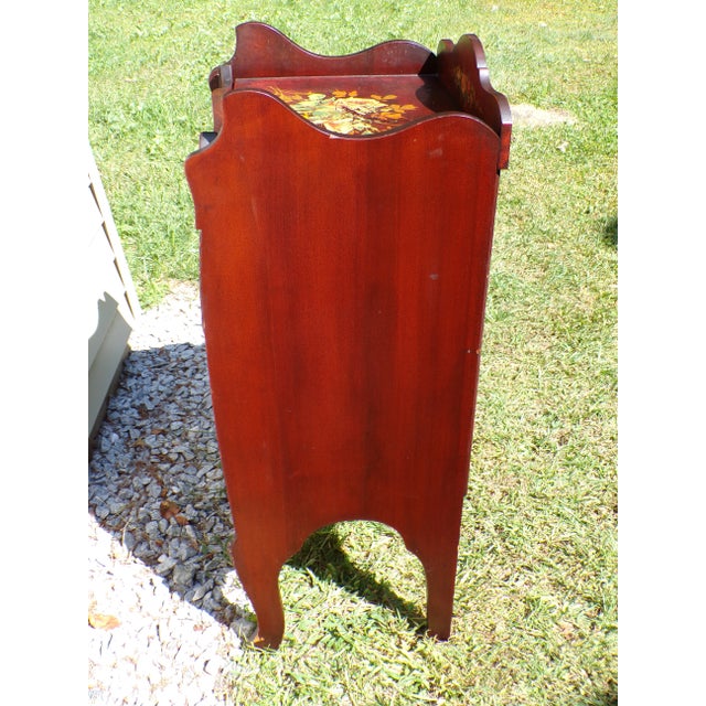 Early 20th Century Vintage French Vernis Martin Style Hand Painted Music Cabinet Record Stand For Sale - Image 5 of 16