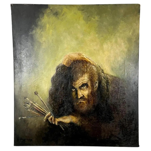 Frustrated Artist Oil on Canvas For Sale