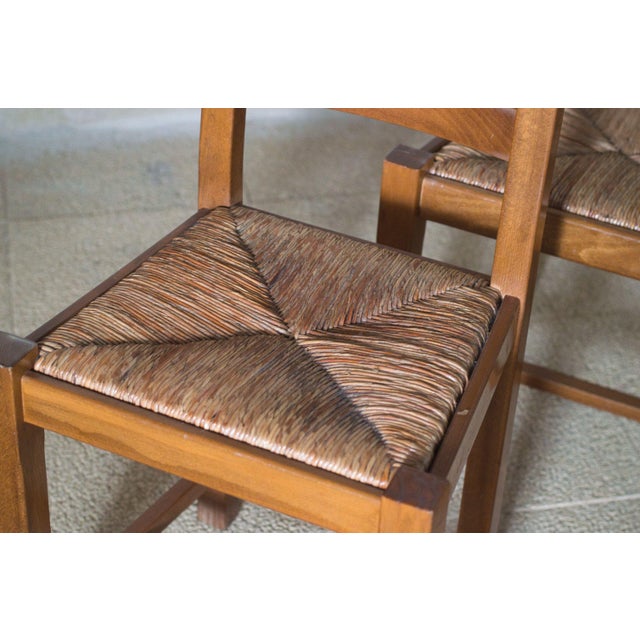 Brown Brutalist Dining Chairs, France, 1950s, Set of 3 For Sale - Image 8 of 12