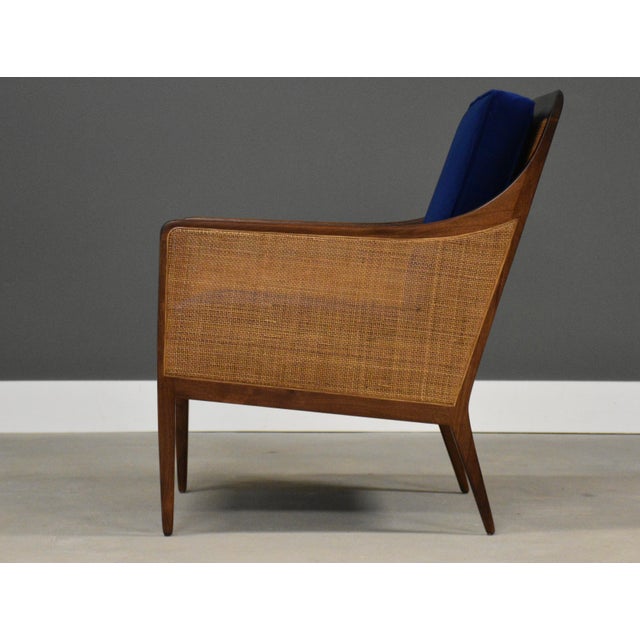 Mid-Century Modern 1960s Kipp Stewart for Directional Walnut and Cane Lounge Chair For Sale - Image 3 of 8
