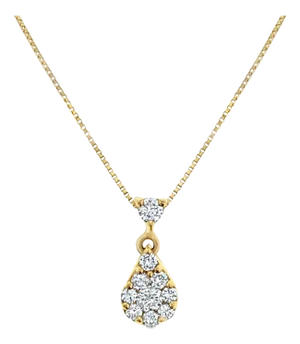 Half Carat Diamond Teardrop Necklace 14k Yellow Gold 16"