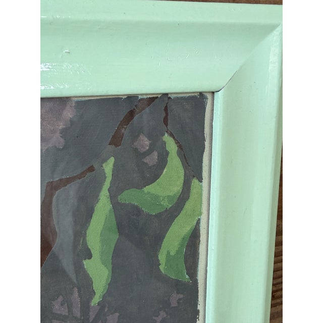 Textile Vintage Tropical Parrot Painting on Canvas in Mint Painted Frame For Sale - Image 7 of 11