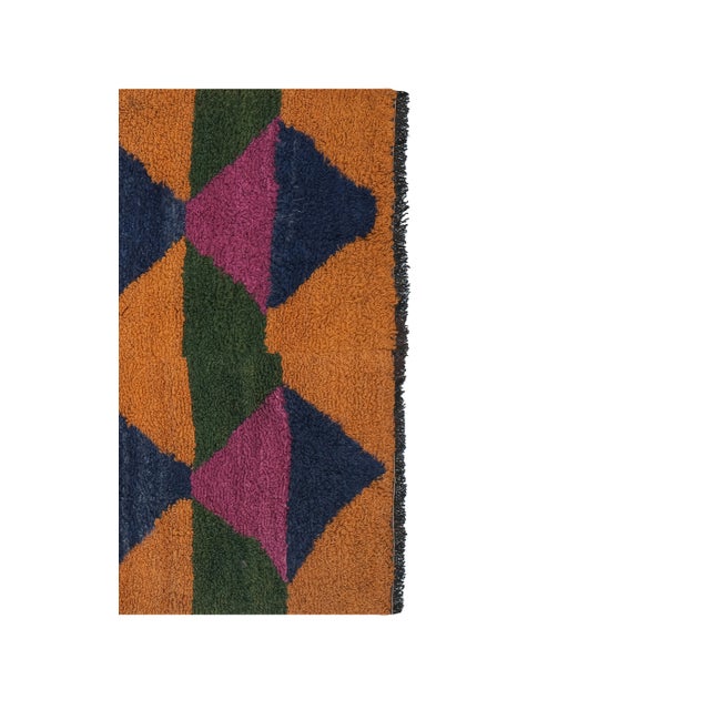 Handmade Wool Colorful Turkish Tulu Rug 3'7'' X 4'6'' For Sale In Philadelphia - Image 6 of 12