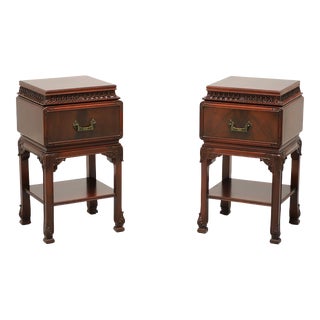 Mid 20th Century Mahogany Asian Influenced Nightstands - Pair For Sale