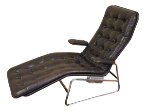 Swedish Tiltable Leather and Chrome Model Fenix Chaise Lounge by Sam Larsson for Dux, 1960s