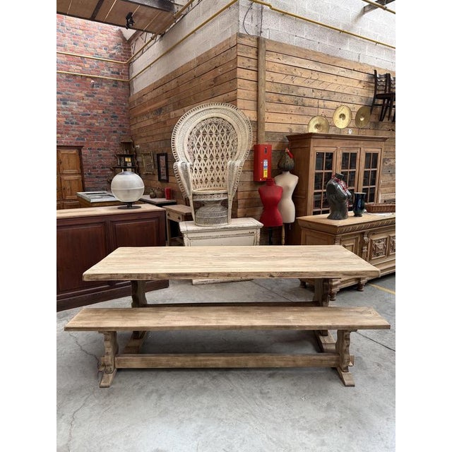 Monastery‑Style Table with Benches, Set of 3 For Sale - Image 3 of 14