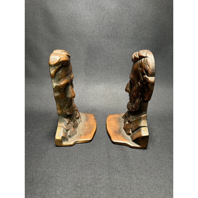 Early 20th Century Antique Abraham Lincoln Cast Iron Bronze Coated Bookends a- a Pair For Sale - Image 5 of 11