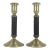 Mid Century Vintage Brass and Black Candle Holders Set of 2 For Sale
