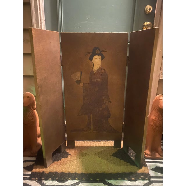 Vintage Hand-Painted Wooden Asian Fireplace Hearth For Sale - Image 4 of 4