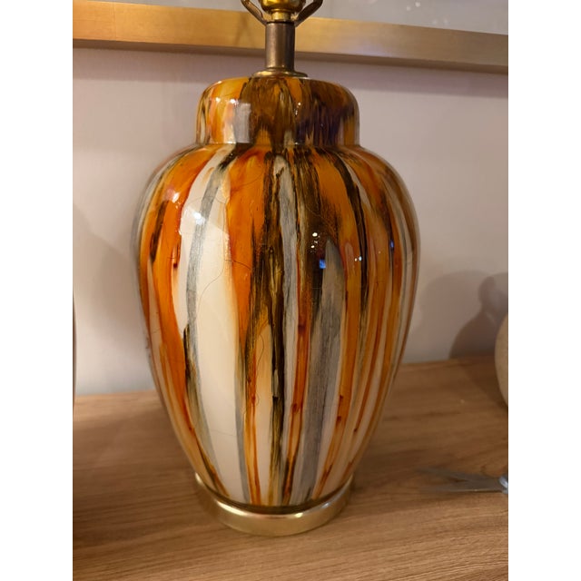 1960s Mid Century Large Drip Glaze Ginger Jar Lamps - a Pair For Sale In New York - Image 6 of 11
