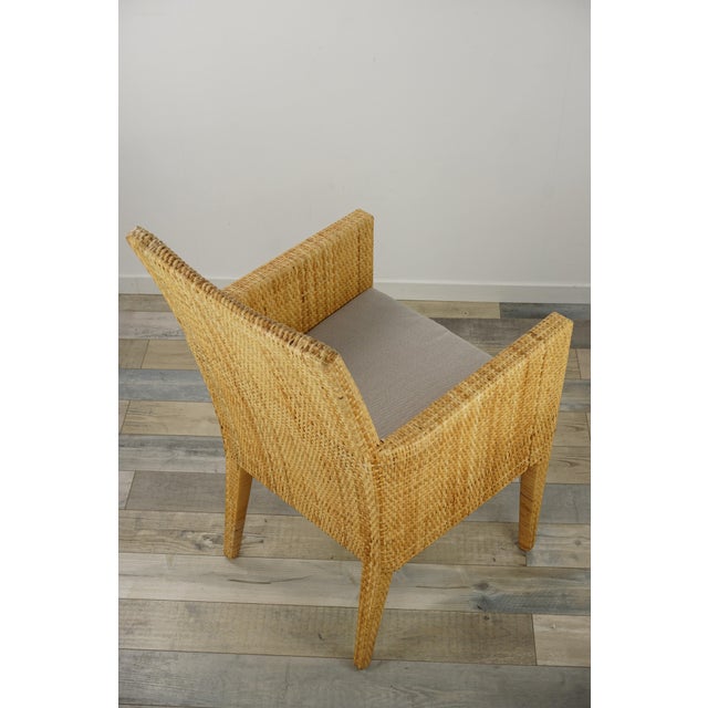 Light Yellow French Wooden and Rattan Armchair For Sale - Image 8 of 14