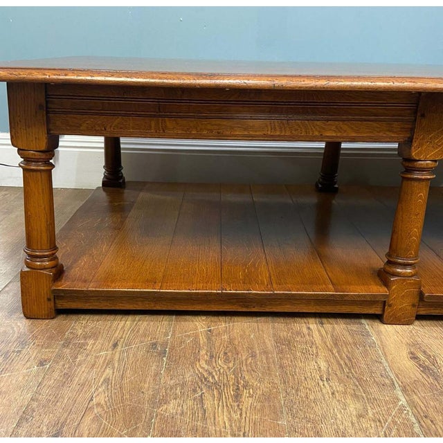 Farmhouse Oak Refectory Coffee Table For Sale - Image 12 of 17