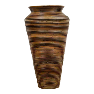 Pencil Reed Rattan Gabriella Crespi Style Tall Vase Vintage Coastal Boho MCM
