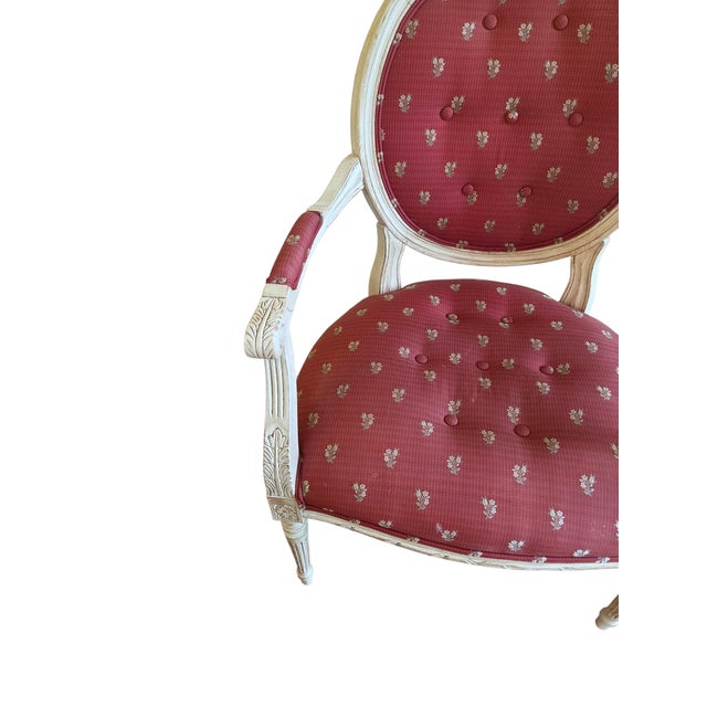 Vintage Louis XVI Armchair French Provincial Francesca Chair Attributed to Ethan Allen For Sale In Philadelphia - Image 6 of 15