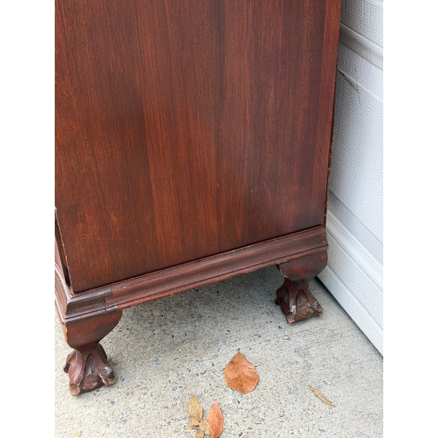 Vintage Chippendale Style Mahogany Secretary Desk With Serpentine Drawers, Ball and Claw Feet & Drop Front For Sale In New York - Image 6 of 12