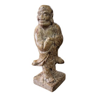 Early 20th Century Chinese Soapstone Wise Man Buddhist Monk Figural Chop Seal For Sale