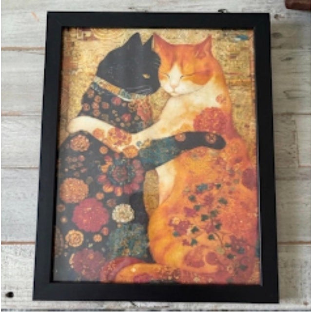 Contemporary Framed 8x10 Klimt Inspired Cat Print Art #Catlovers For Sale - Image 3 of 3