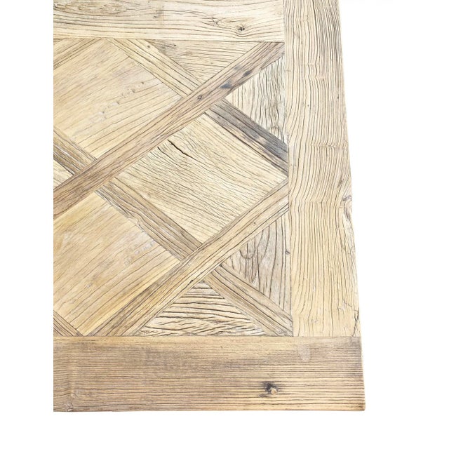 Early 21st Century Modern Vintage Elm Parquet Dining Table For Sale - Image 5 of 7