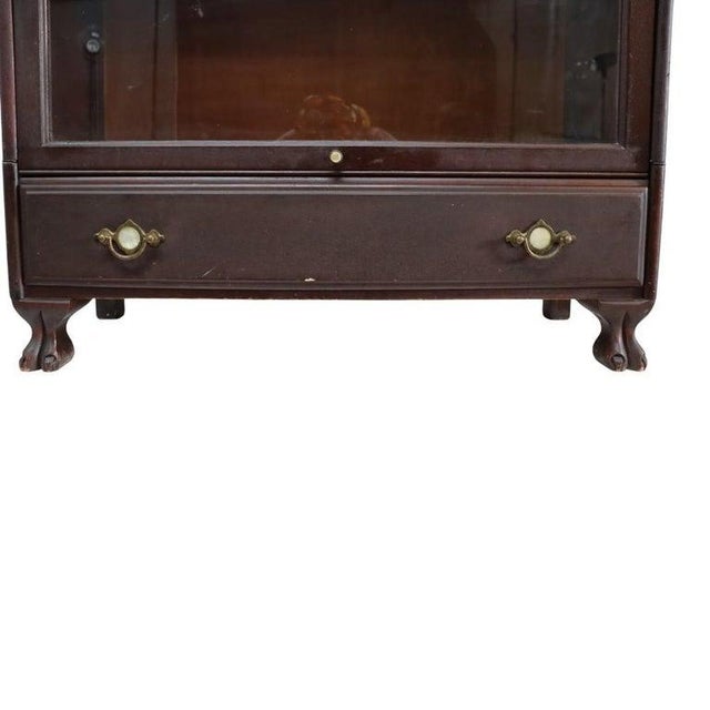 Arts & Crafts Grand Rapids Arts & Crafts Mahogany 3 Stack Clawfoot Barrister Bookcase C1920 For Sale - Image 3 of 11