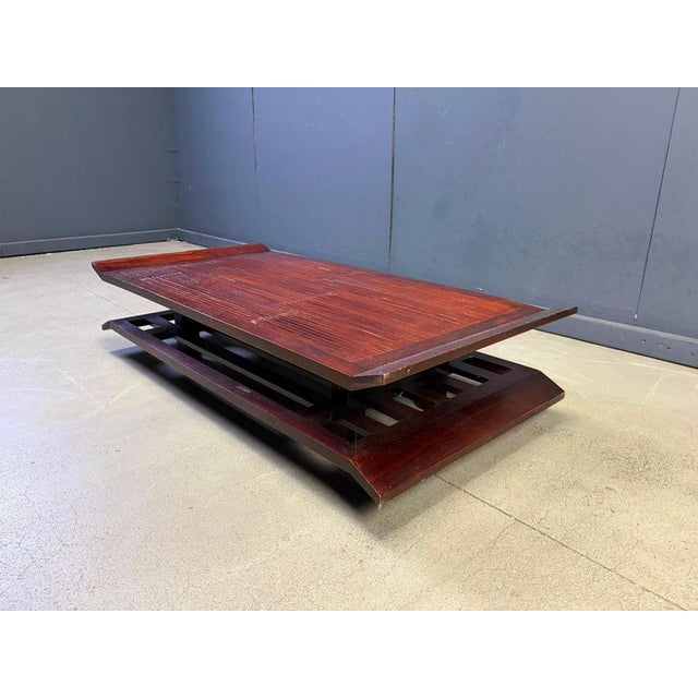 Two-Tiered Pagoda Wabi Sabi Coffee Table in Wood and Bamboo, 1970s For Sale - Image 8 of 12
