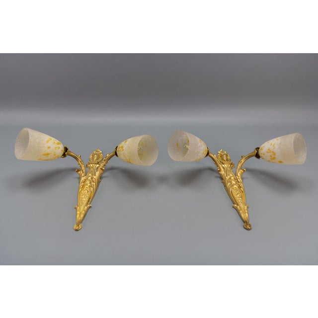 French Louis XVI Style Bronze and Glass Sconces, 1890s, Set of 2 For Sale - Image 9 of 18