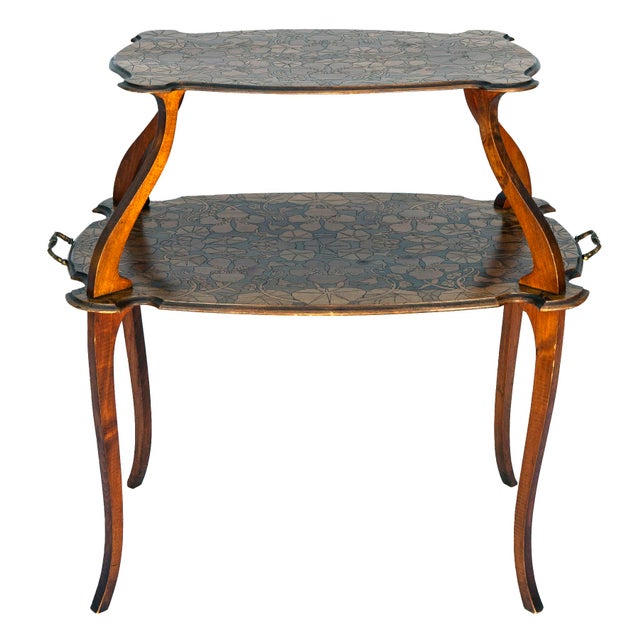 Late 19th Century Art Nouveau Engraved Tea Table For Sale - Image 5 of 14