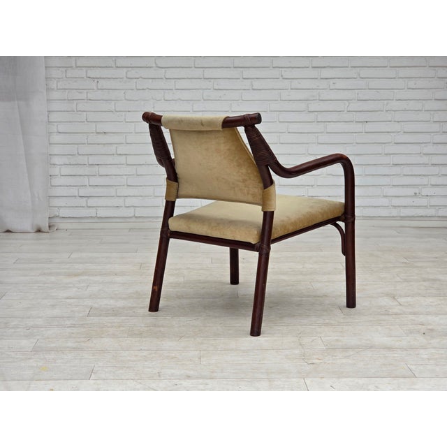 Scandinavian Armchairs with Furniture Velour and Bamboo, 1980s, Set of 2 For Sale - Image 11 of 18