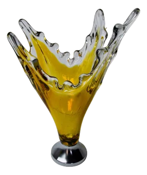 Sommerso Vase in Yellow Murano Glass attributed to Seguso, Italy, 1970s