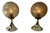 Bedside Table Lamps with Gold Colored Base and Patterned Glass Shade from Briloner Leuchten, Germany, 1970s, Set of 2 For Sale