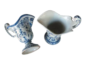 A Good French Blue&White Tin-Glazed Faience Pitchers - a Pair