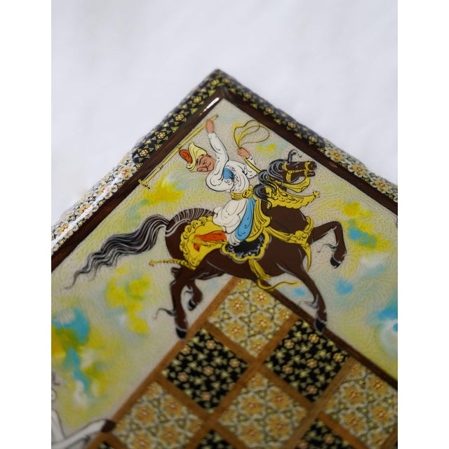 Hollywood Regency Handcrafted Chess & Backgammon Set, Polo Miniature Khatam Board For Sale - Image 3 of 9