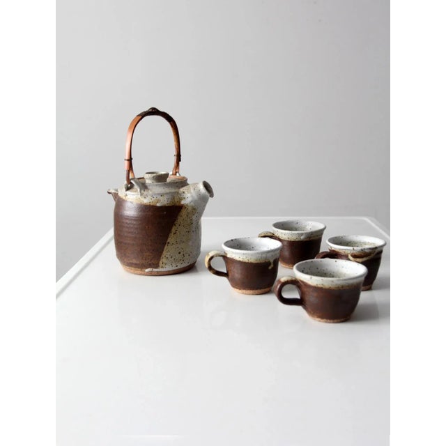 Vintage Japanese Studio Pottery Tea Set - 5 Pc For Sale - Image 4 of 12