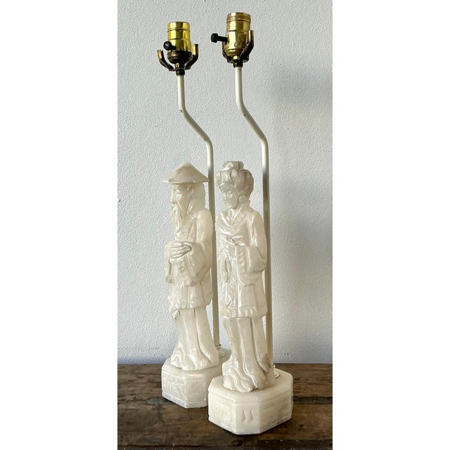 Mid 20th Century Vintage Asian Carved Stone Couple For Sale - Image 5 of 12