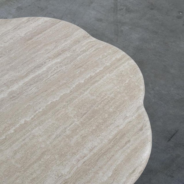 French Sculptural Travertine Flower Coffee Table, 1980s For Sale - Image 12 of 16