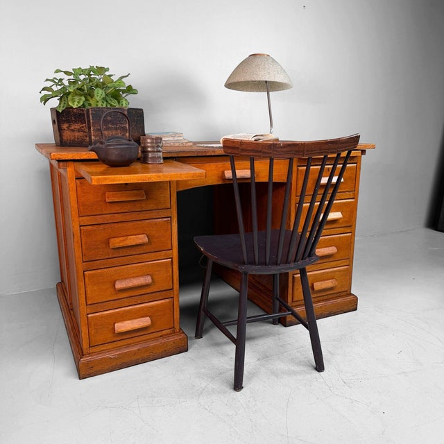 French Double Pedestal Desk, 1950s For Sale - Image 12 of 14