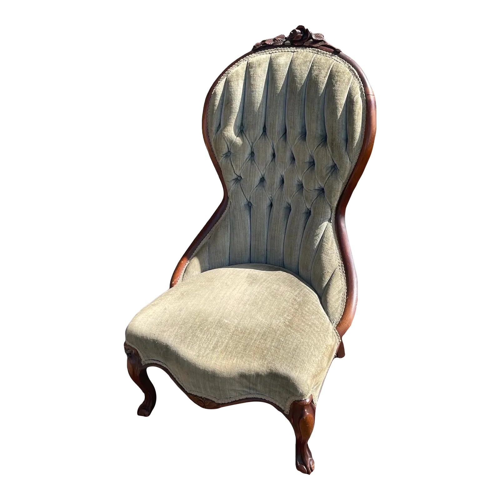 Mid 20th Century Victorian Mahogany Parlor Chair | Chairish