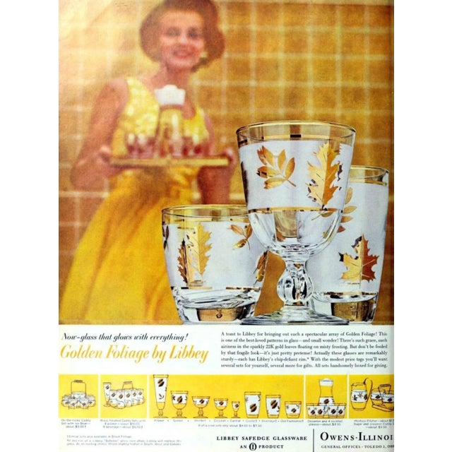 Vintage Libbey Frosted & Golden Foliage Cocktail Glasses, Set of 4 For Sale - Image 11 of 11