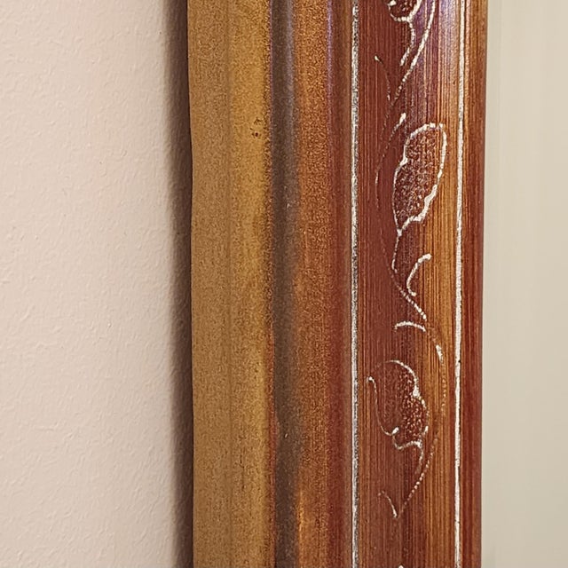 Mid 20th Century Vertical Antiqued Arch Top Wall Mirror Warm Gold Painted Wood For Sale - Image 10 of 16