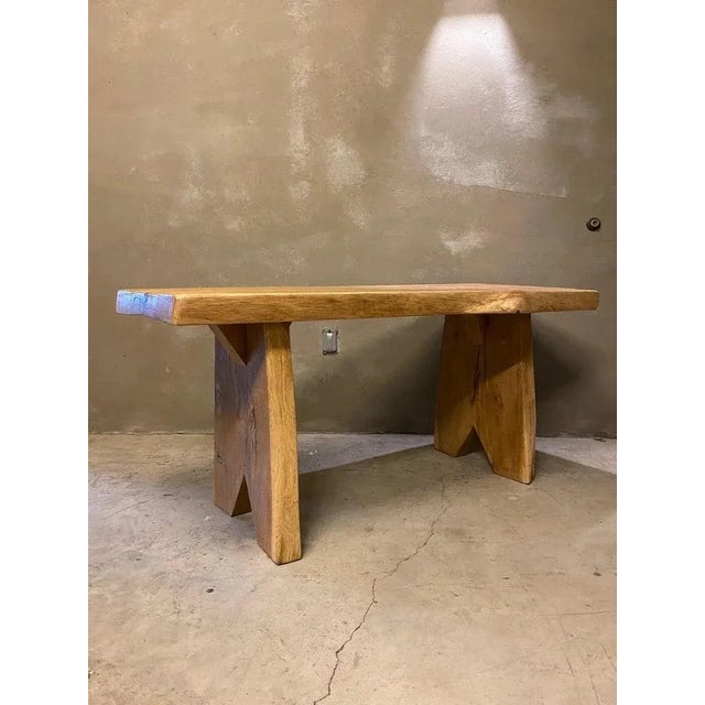 Oak Live Edge Console Table or Desk, France, 1950's For Sale - Image 4 of 12