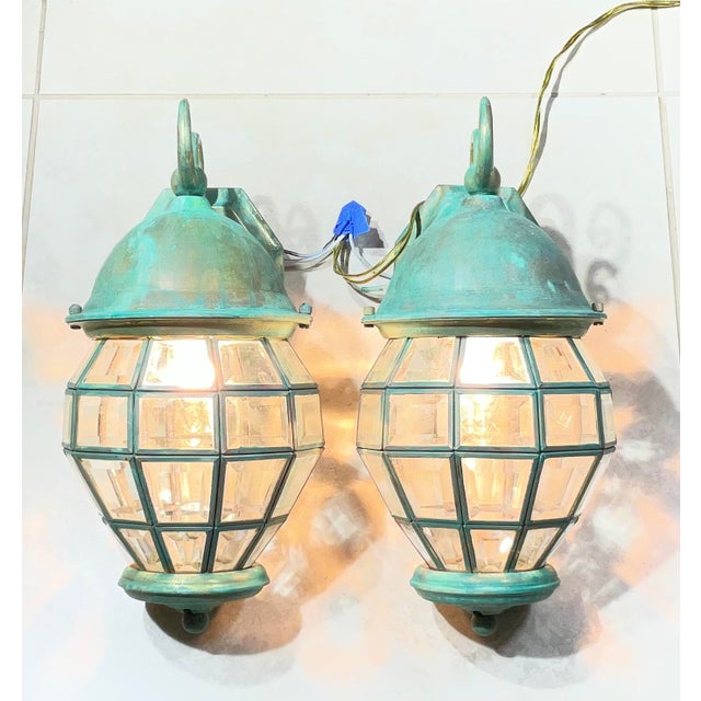 . Add a striking dose of vintage character to your home with this beautiful , matched pair of solid brass outdoor wall...