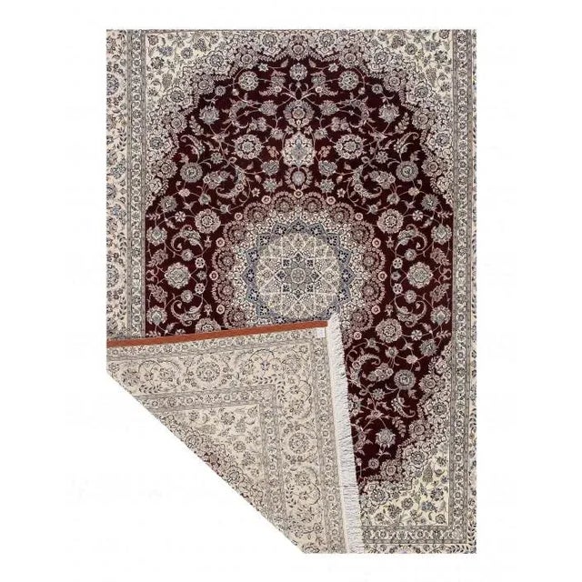 Traditional 2020s Red Persian Nain Silk & Wool 6 La For Sale - Image 3 of 4