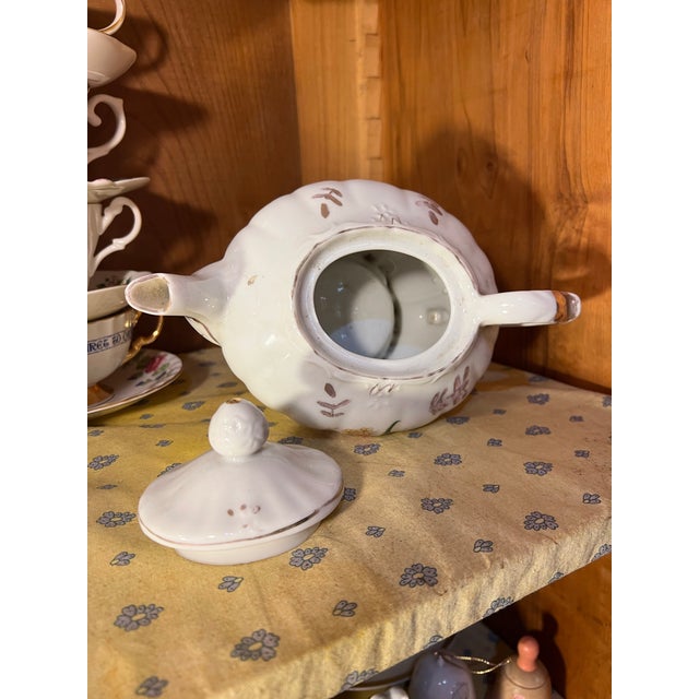 Staffordshire 1950 Floral Porcelain Musical Teapot Music Stands For Sale - Image 4 of 8