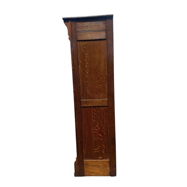 Brown Antique Quarter-Sawn Vertical File Cabinet Ohmer & Sons 60 Slots For Sale - Image 8 of 12
