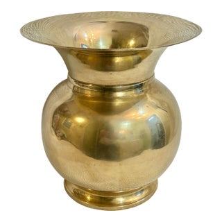 Mid 20th Century Solid Brass Spittoon Shaped Vase For Sale