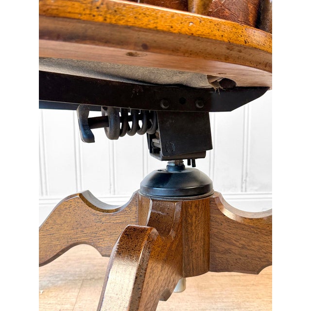 Vintage Traditional Mahogany & Cane Bankers Swivel Desk Chair For Sale - Image 16 of 17